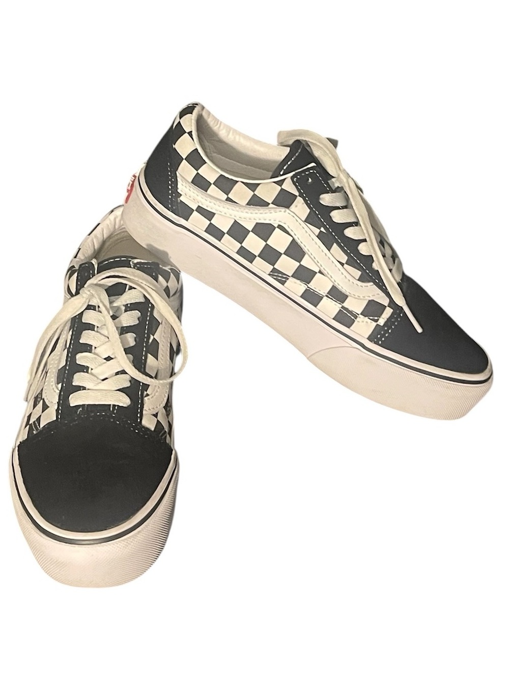 Vans authentic checkered black & white suede & canvas skate shoes M-6 W-7.5 - Picture 1 of 11